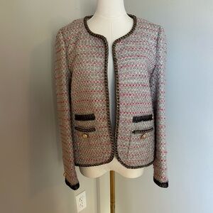 Juicy Couture Elegant Tweed Jacket with Black & Gold Trim